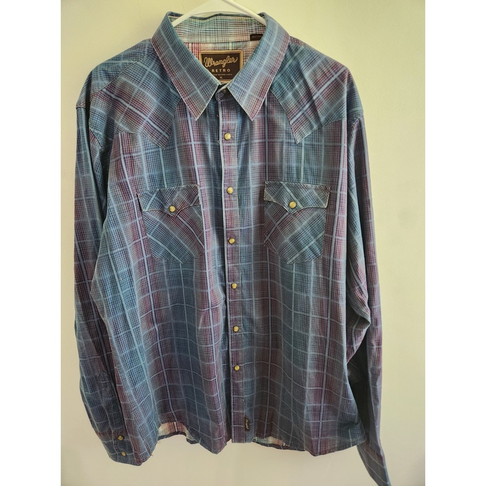 Wrangler Mens XL Pearl Snap Striped Brushpopper Inspired Western Cowboy Shirt